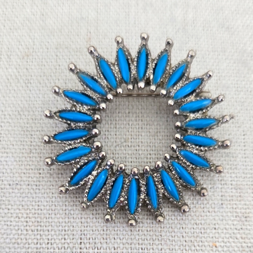 Faux Turquoise Circle Brooch